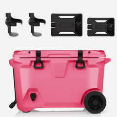 Br Tank 55-Quart Double Drink Holder Cooler Bundle | Neon Pink